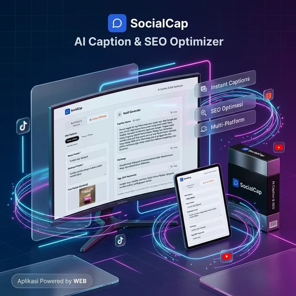 SocialCap: Generator Caption AI & SEO Keywords TikTok Shopee Affiliate